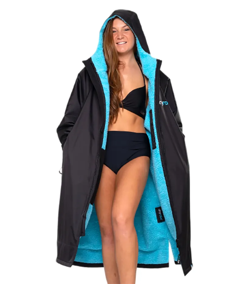 Dryrobe Adult Advance Long Sleeve Change Robe V3 Large Black/Blue-4